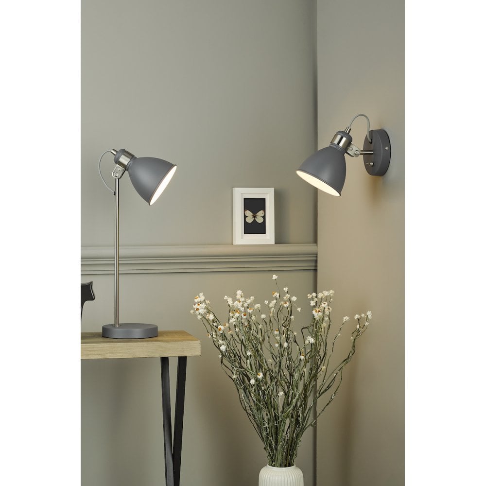 Dar FRE0737 Frederick Single Wall Light Dark Grey Satin Chrome (S)