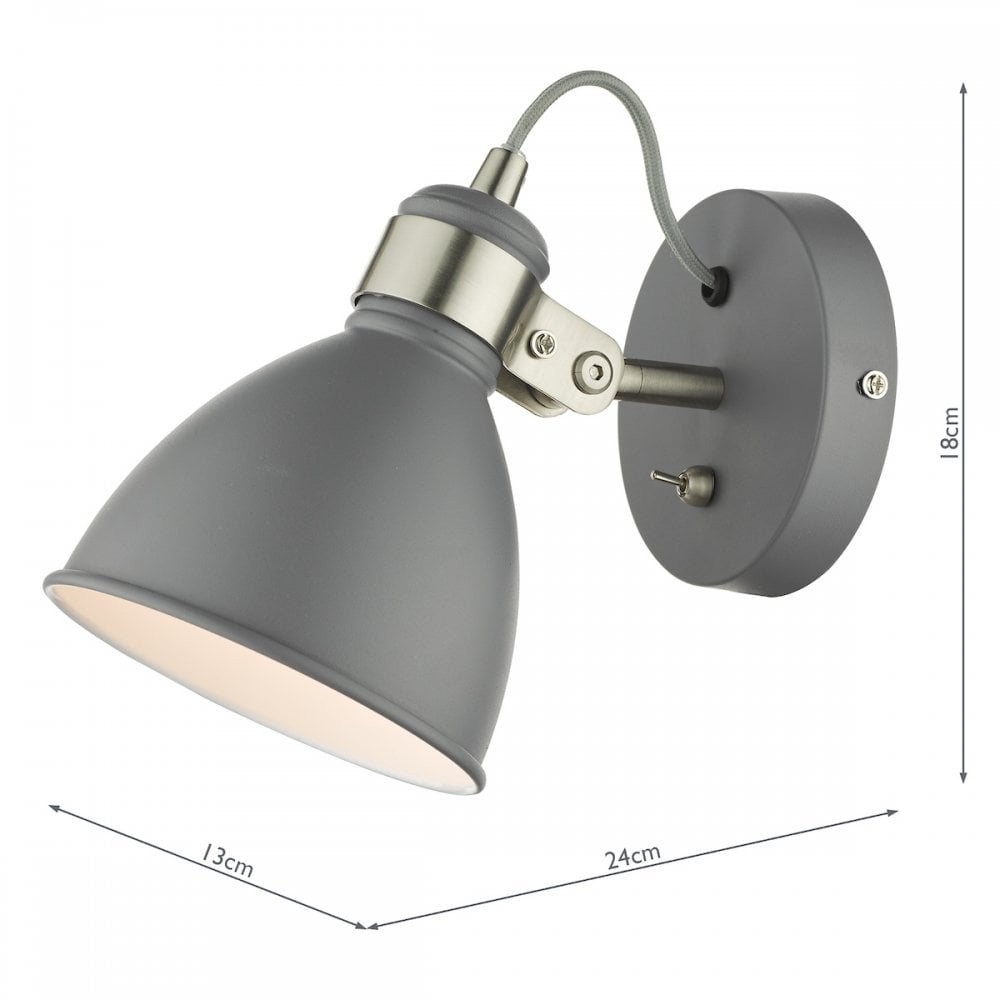 Dar FRE0737 Frederick Single Wall Light Dark Grey Satin Chrome (S)