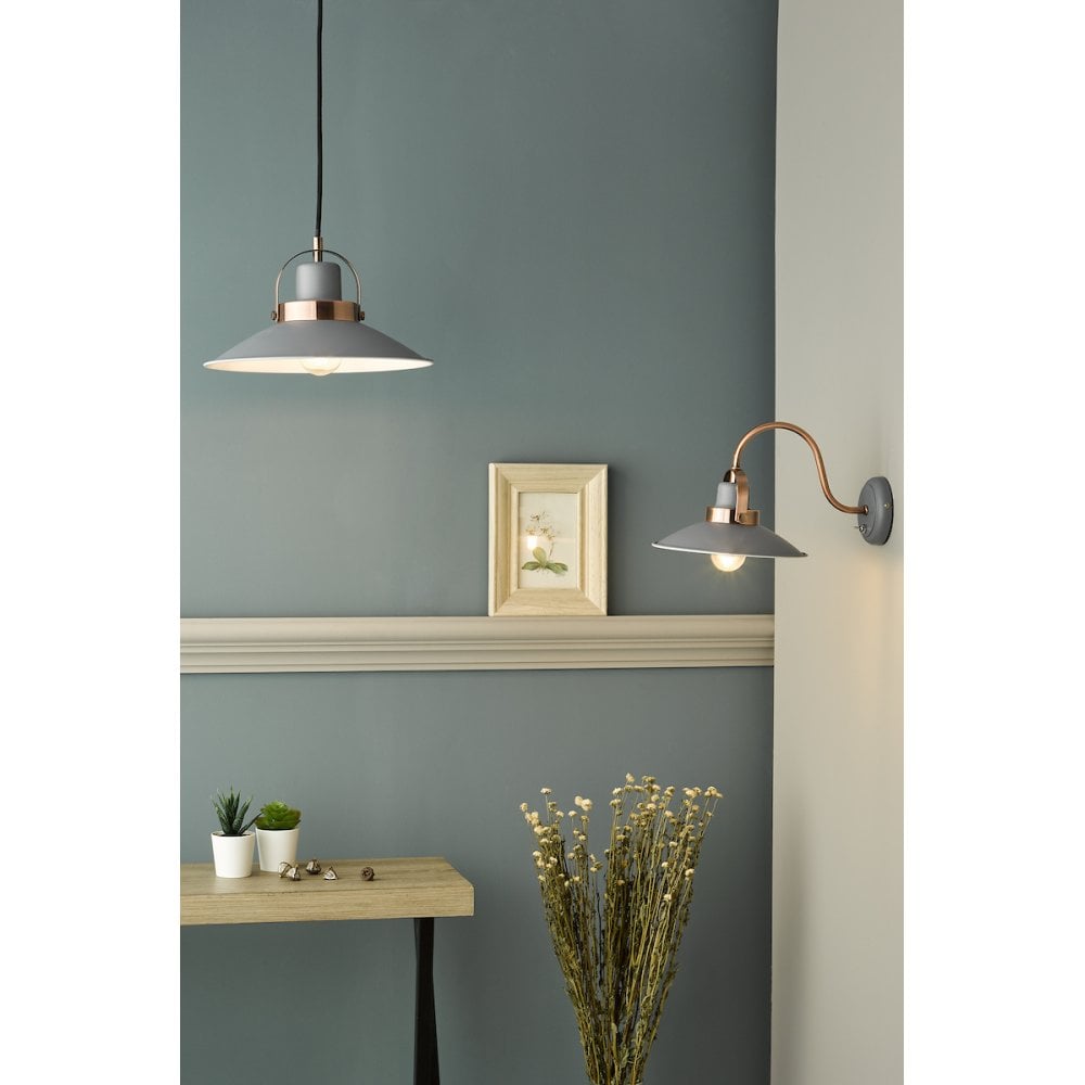 Dar Wisebuys LID0139 Liden 1 Light Single Pendant Graphite Copper (S)