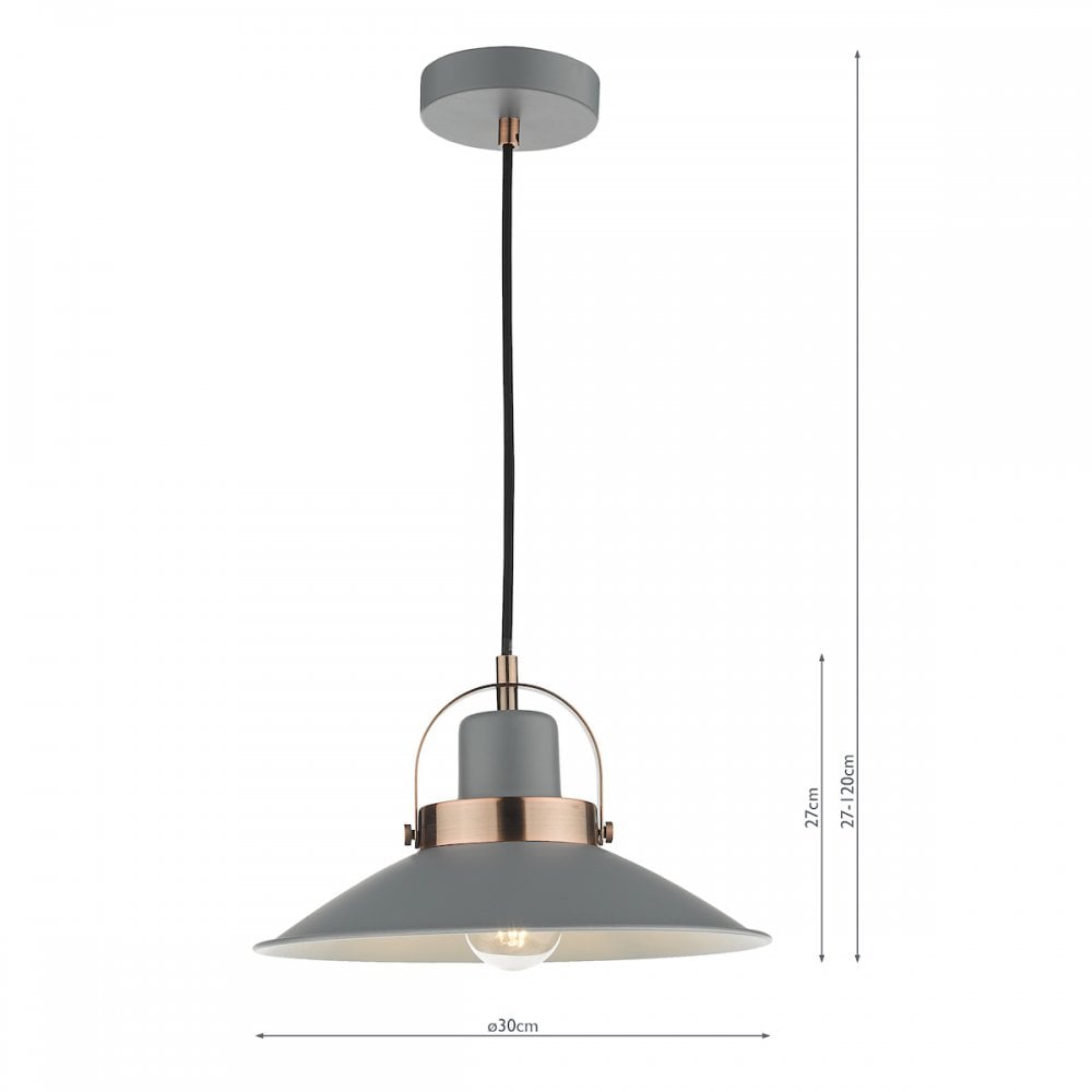 Dar Wisebuys LID0139 Liden 1 Light Single Pendant Graphite Copper (S)