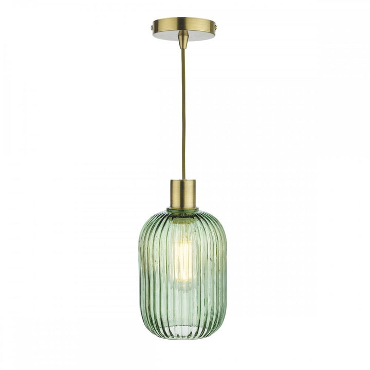 Dar Wisebuys SAW6524 Sawyer Easy Fit Pendant Green Ribbed Glass (S)
