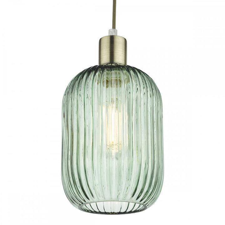Dar Wisebuys SAW6524 Sawyer Easy Fit Pendant Green Ribbed Glass (S)