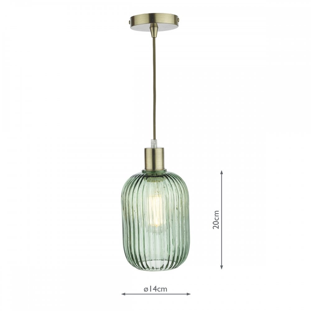 Dar Wisebuys SAW6524 Sawyer Easy Fit Pendant Green Ribbed Glass (S)