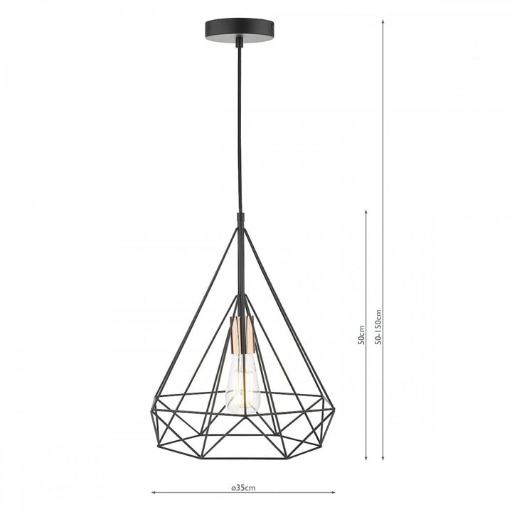 Dar SWO0122 Sword 1 Light Single Pendant Black and Copper (S)