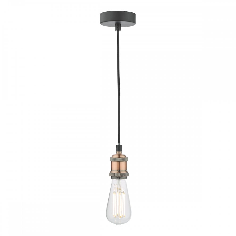 Dar Wisebuys WAC0164 Waco 1 Light E27 Suspension Antique Copper Matt Black (S)