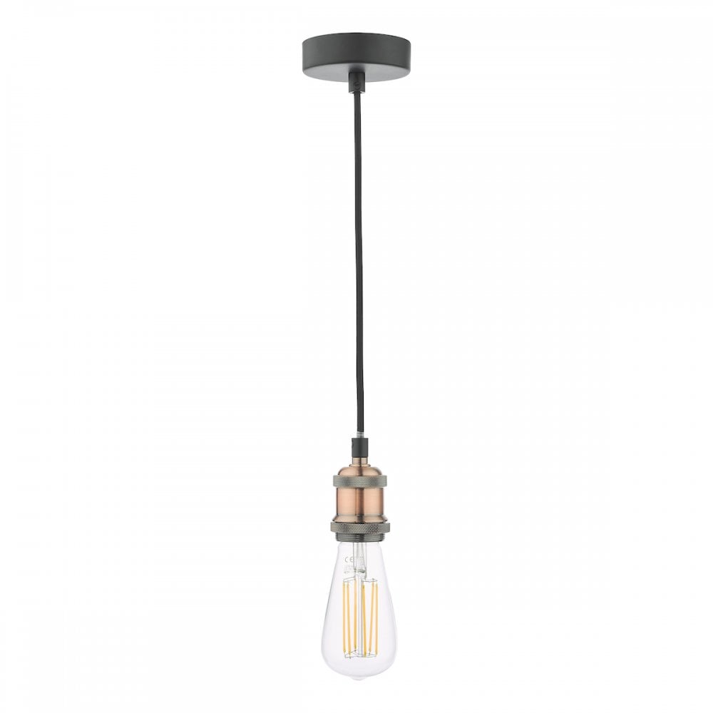 Dar Wisebuys WAC0164 Waco 1 Light E27 Suspension Antique Copper Matt Black (S)
