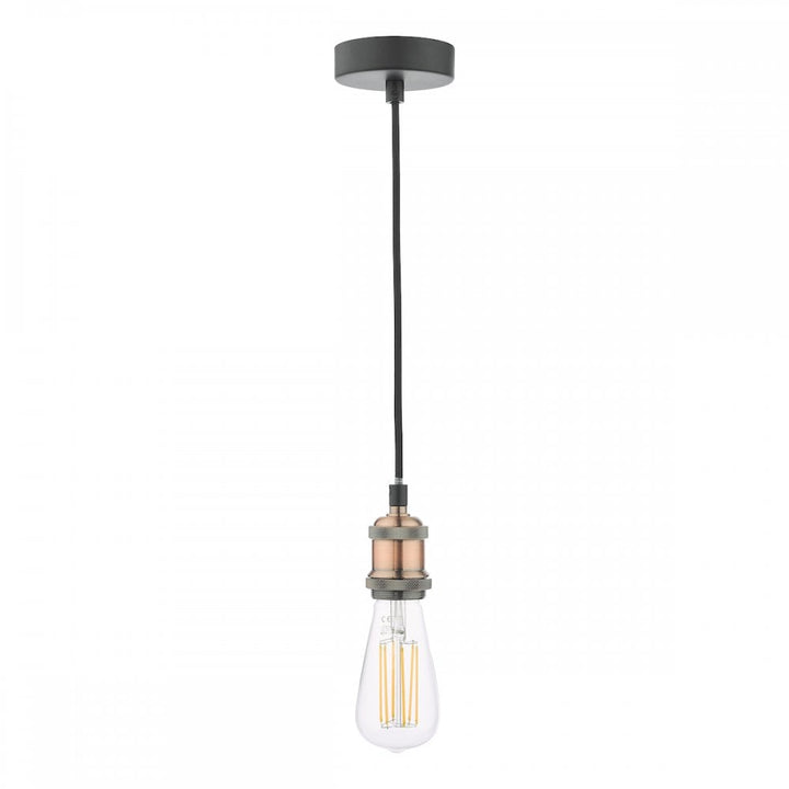 Dar Wisebuys WAC0164 Waco 1 Light E27 Suspension Antique Copper Matt Black (S)