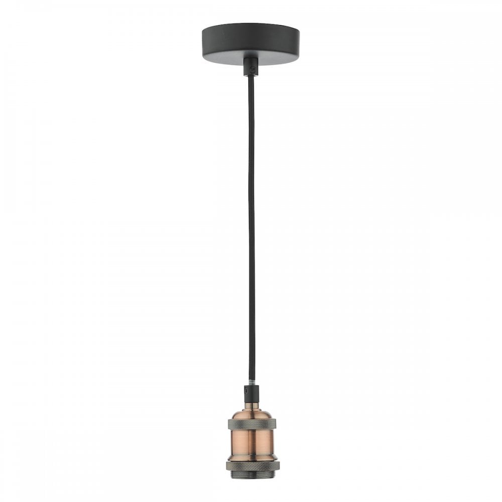 Dar Wisebuys WAC0164 Waco 1 Light E27 Suspension Antique Copper Matt Black (S)