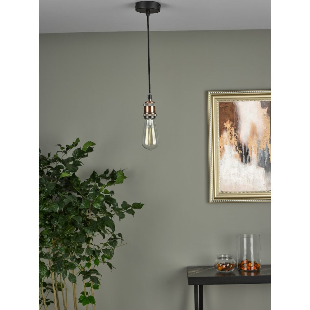 Dar Wisebuys WAC0164 Waco 1 Light E27 Suspension Antique Copper Matt Black (S)