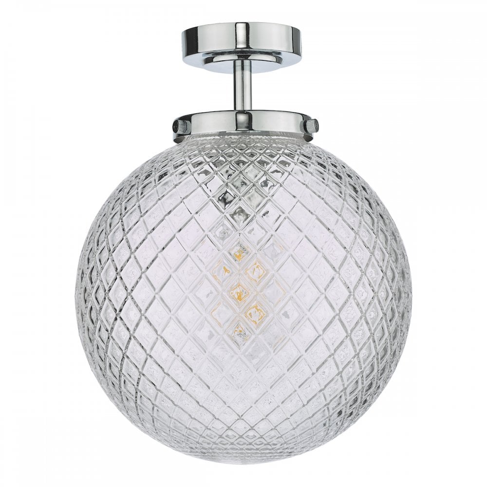 Dar WAY0150 Wayne Bathroom Flush Polished Chrome Glass IP44 (S)