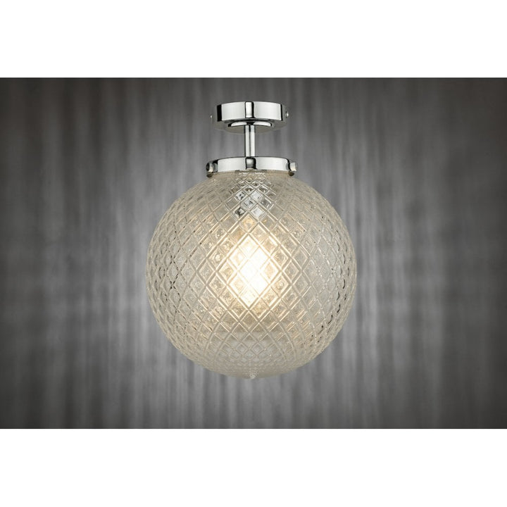 Dar WAY0150 Wayne Bathroom Flush Polished Chrome Glass IP44 (S)