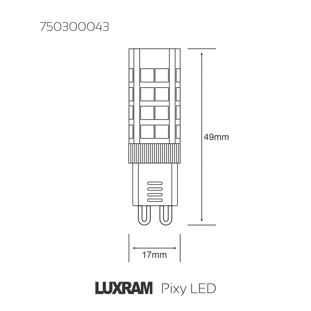 Pack of 10 Luxram Pixy LED G9 Bulb Dimmable 230V 4W 3000k Warm White