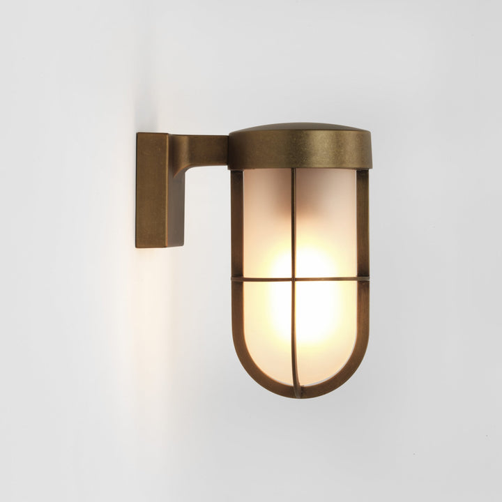 Astro 1368008 Cabin Wall Frosted Outdoor Wall Light Antique Brass (S)