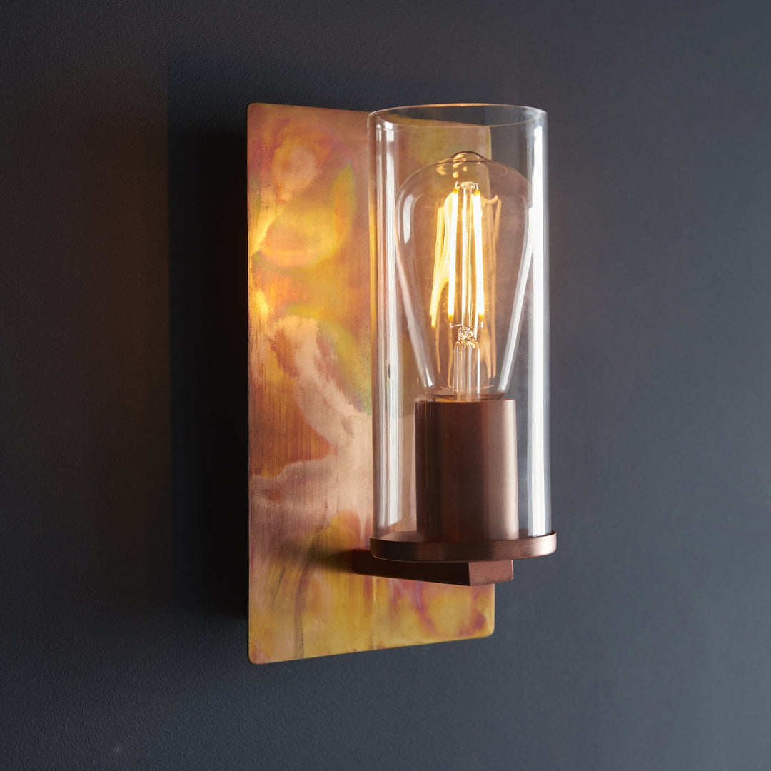 Endon 90602 1 Light Wall Light Copper Patina Plate &amp; Clear Glass (S)
