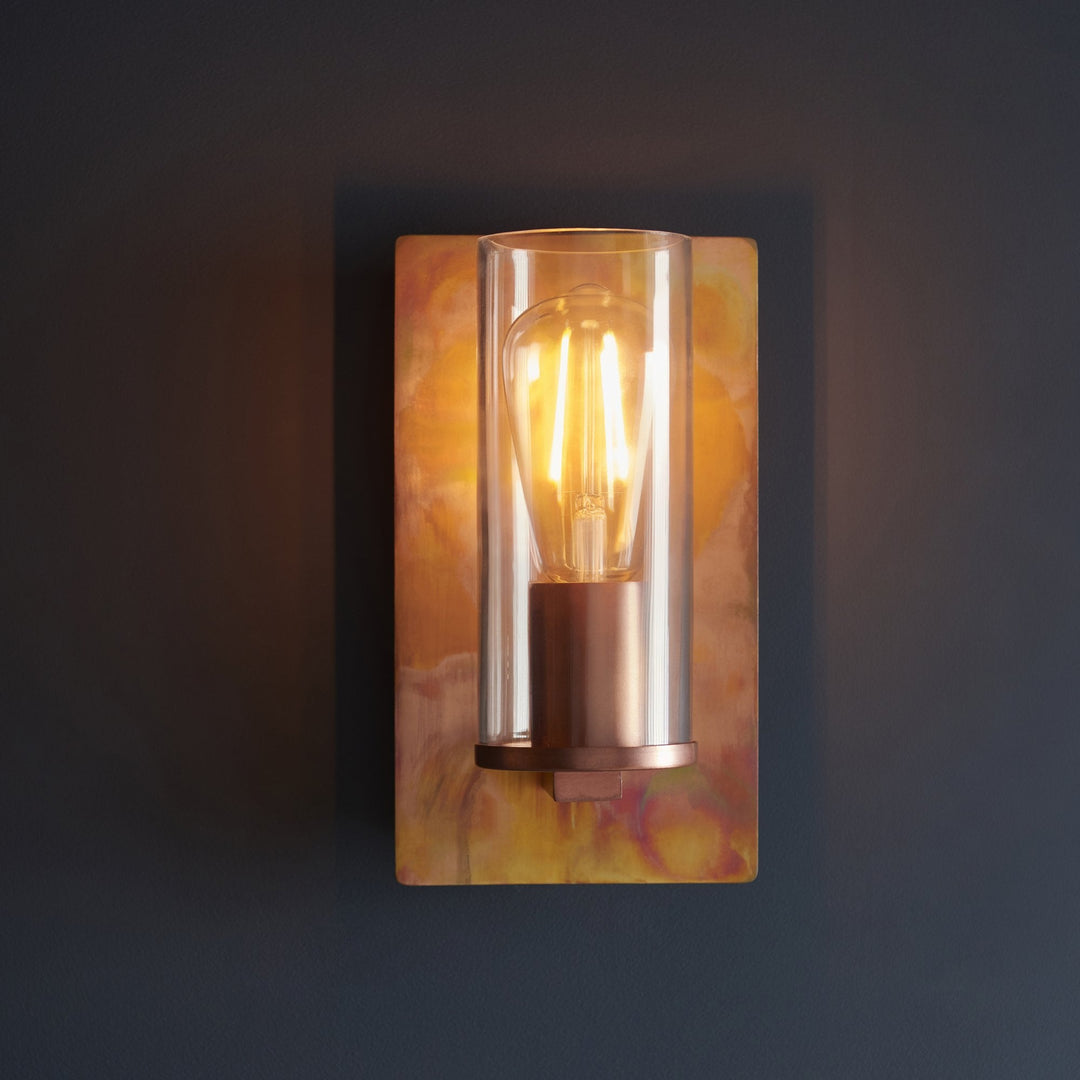 Endon 90602 1 Light Wall Light Copper Patina Plate &amp; Clear Glass (S)