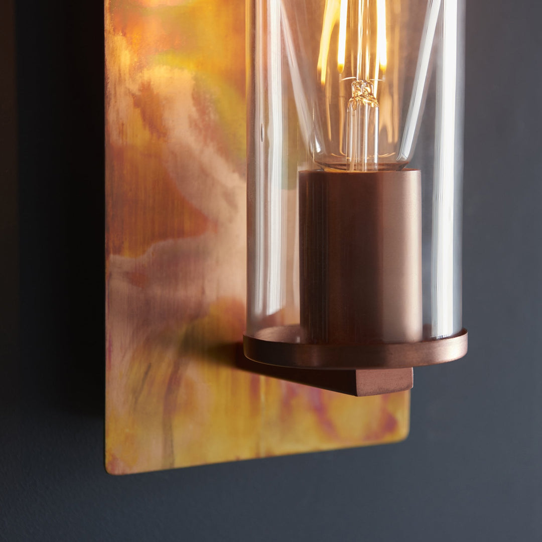 Endon 90602 1 Light Wall Light Copper Patina Plate &amp; Clear Glass (S)
