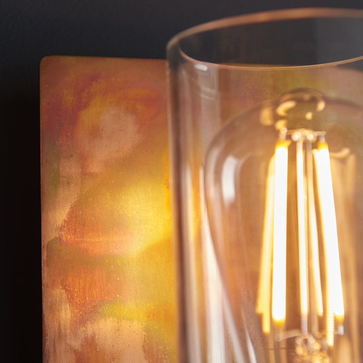 Endon 90602 1 Light Wall Light Copper Patina Plate &amp; Clear Glass (S)