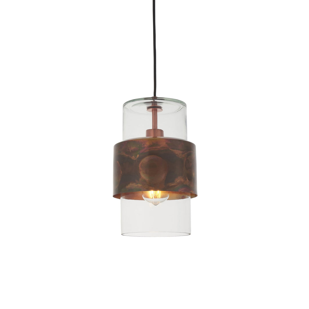 Endon 90603 1 Light Pendant Copper Patina Plate &amp; Clear Glass (S)