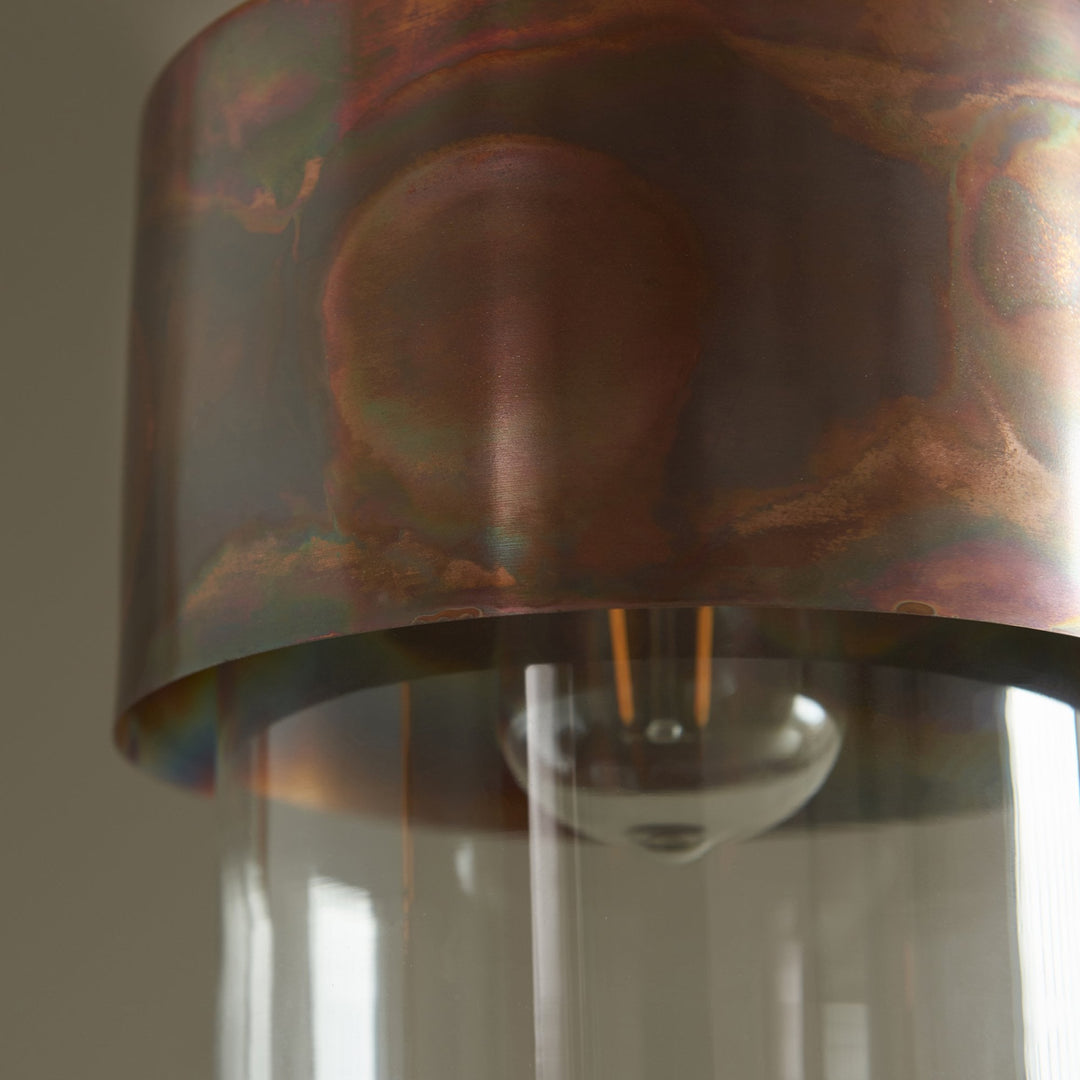 Endon 90603 1 Light Pendant Copper Patina Plate &amp; Clear Glass (S)