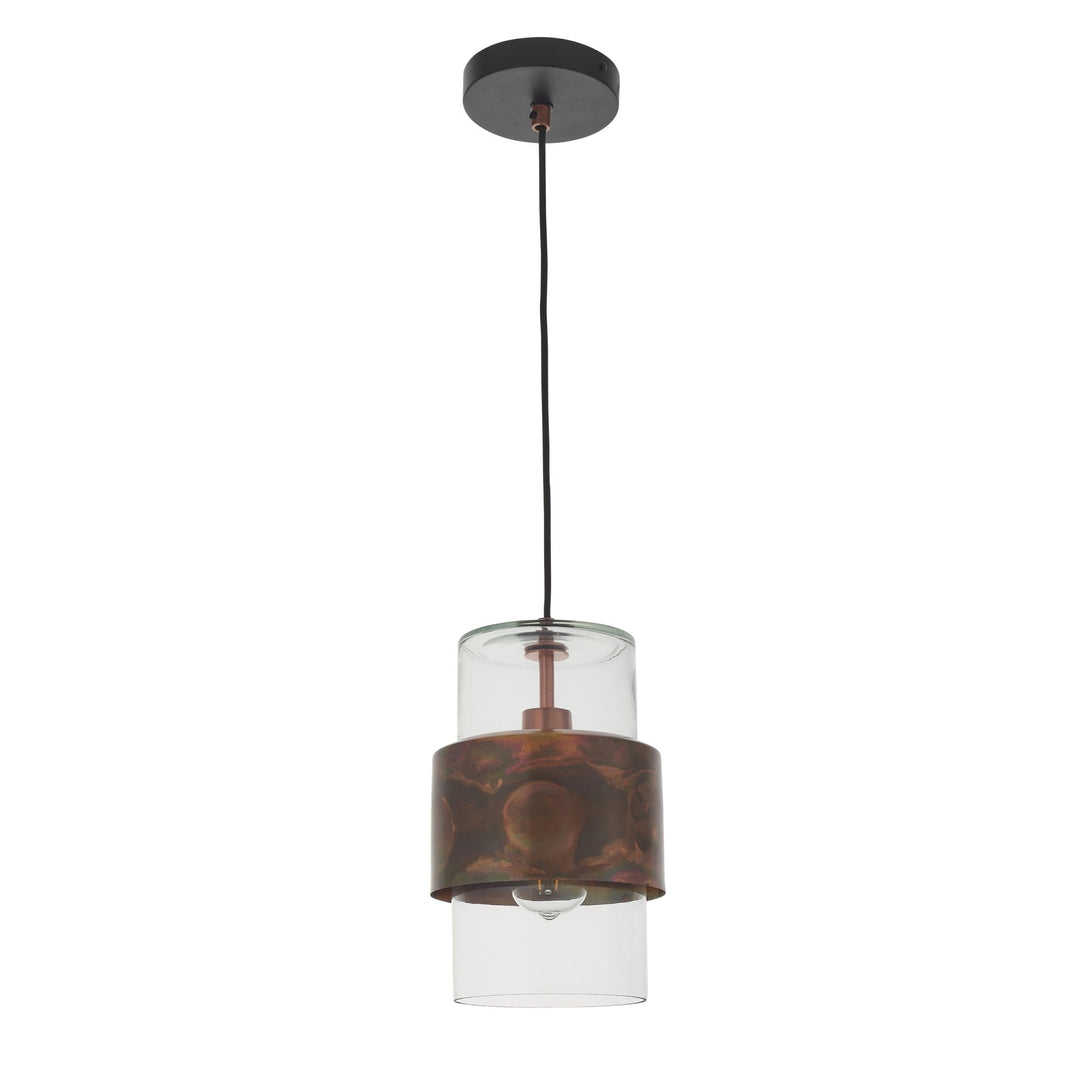 Endon 90603 1 Light Pendant Copper Patina Plate &amp; Clear Glass (S)