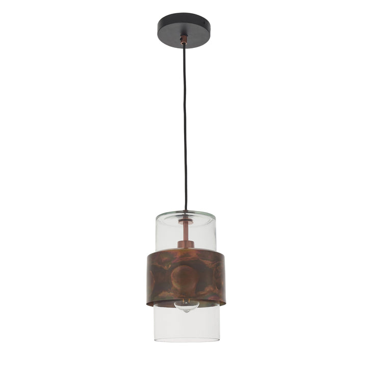 Endon 90603 1 Light Pendant Copper Patina Plate &amp; Clear Glass (S)