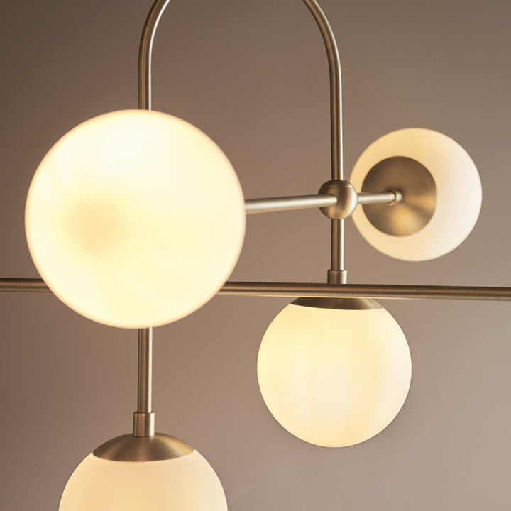 Endon 90842 6 Light Semi Flush Ceiling Light Matt Antique Brass Plate &amp; Opal Glass (C) (S)