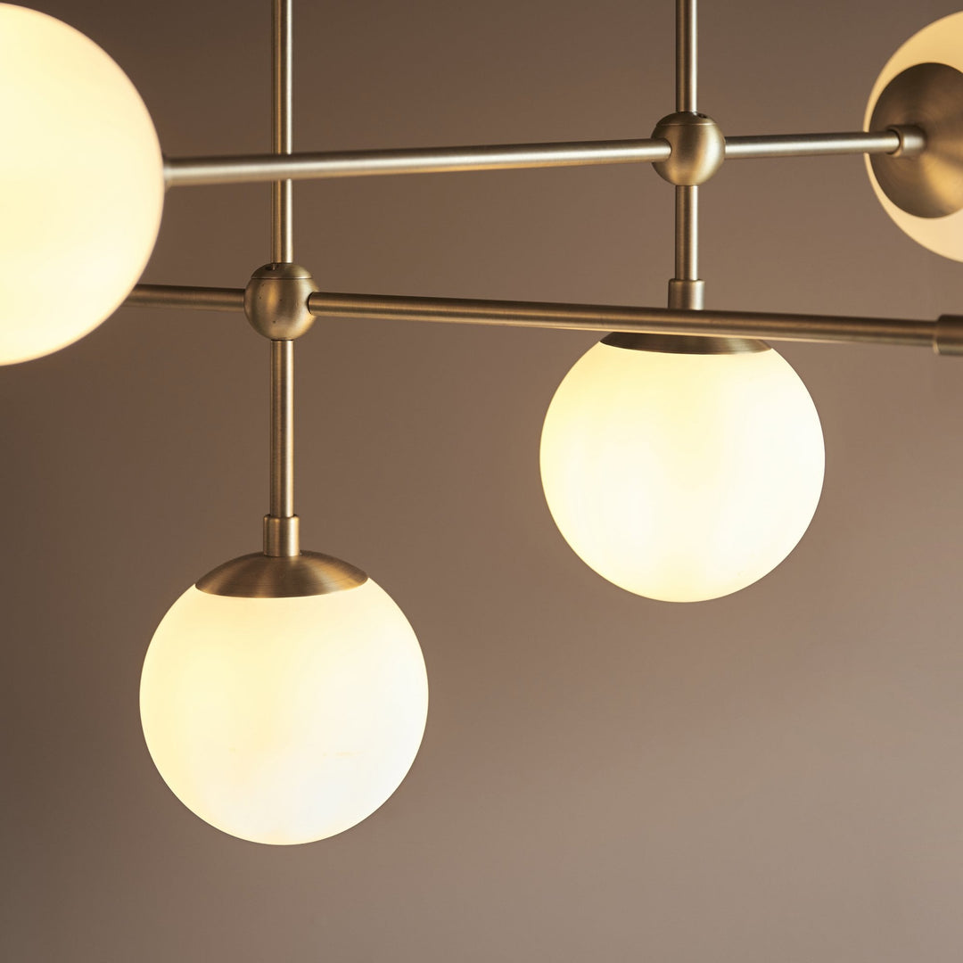 Endon 90842 6 Light Semi Flush Ceiling Light Matt Antique Brass Plate &amp; Opal Glass (C) (S)
