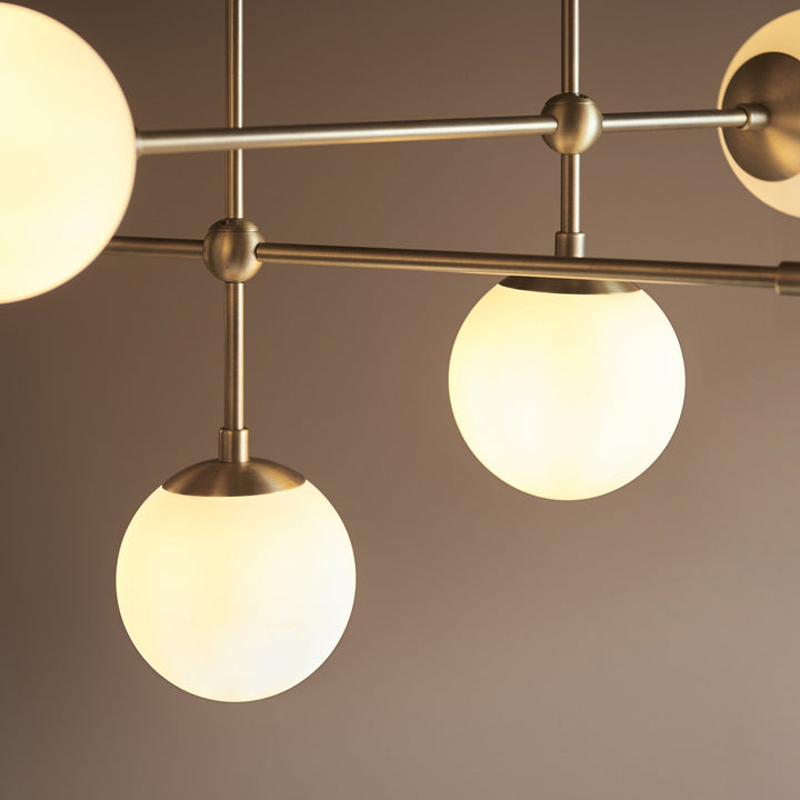 Endon 90842 6 Light Semi Flush Ceiling Light Matt Antique Brass Plate &amp; Opal Glass (C) (S)