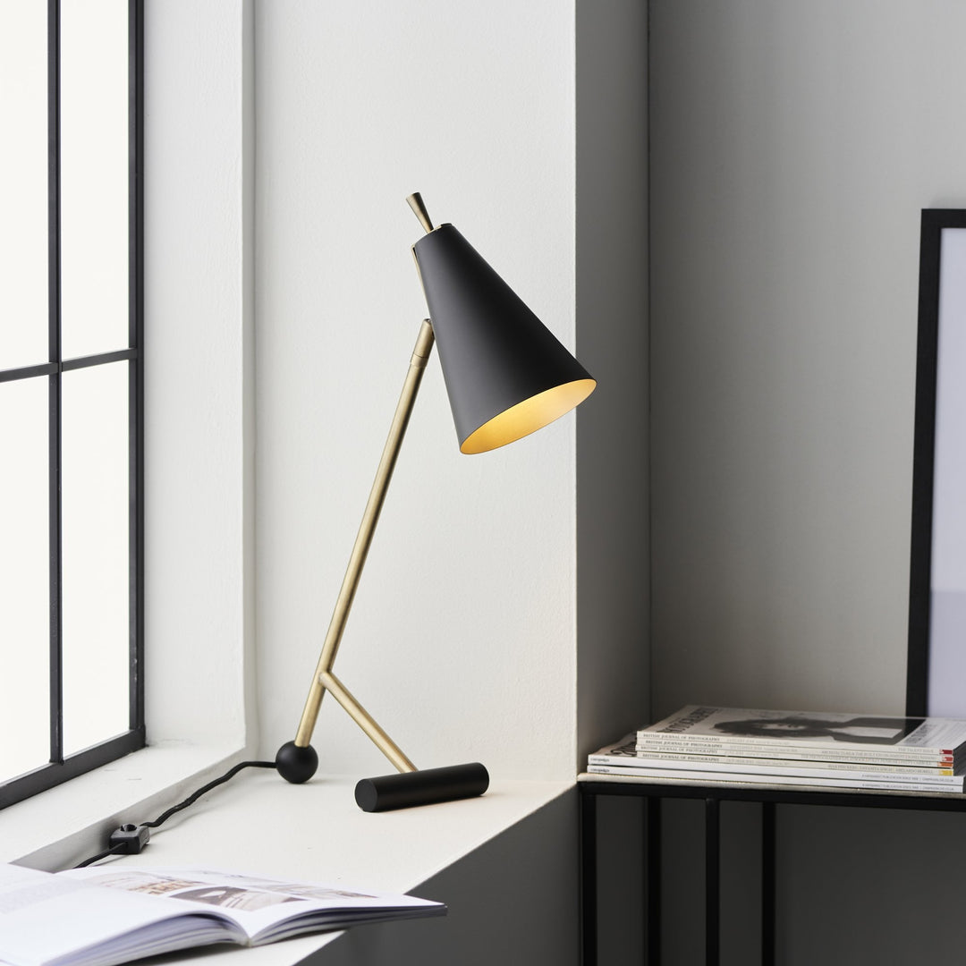Endon 93064 1 Light Table Lamp Matt Antique Brass Plate &amp; Matt Black (SD)