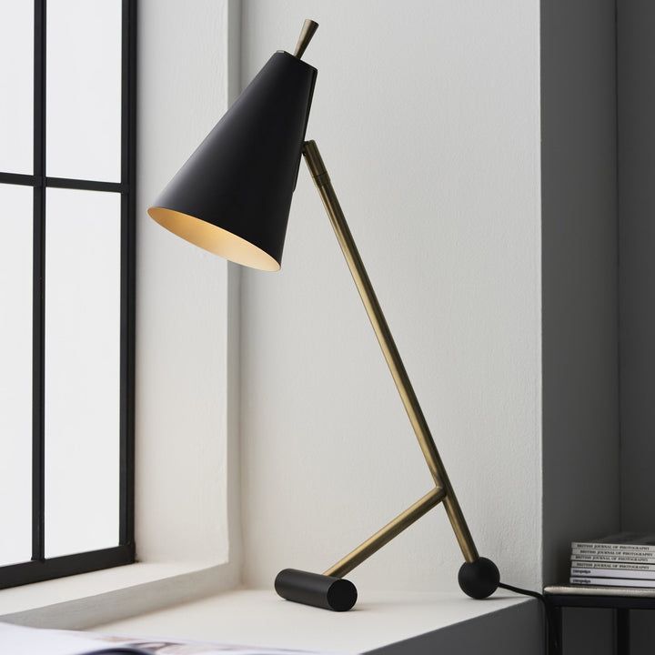 Endon 93064 1 Light Table Lamp Matt Antique Brass Plate &amp; Matt Black (SD)