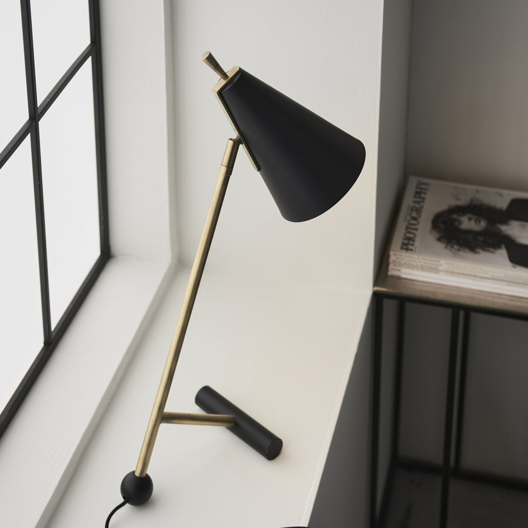 Endon 93064 1 Light Table Lamp Matt Antique Brass Plate &amp; Matt Black (SD)