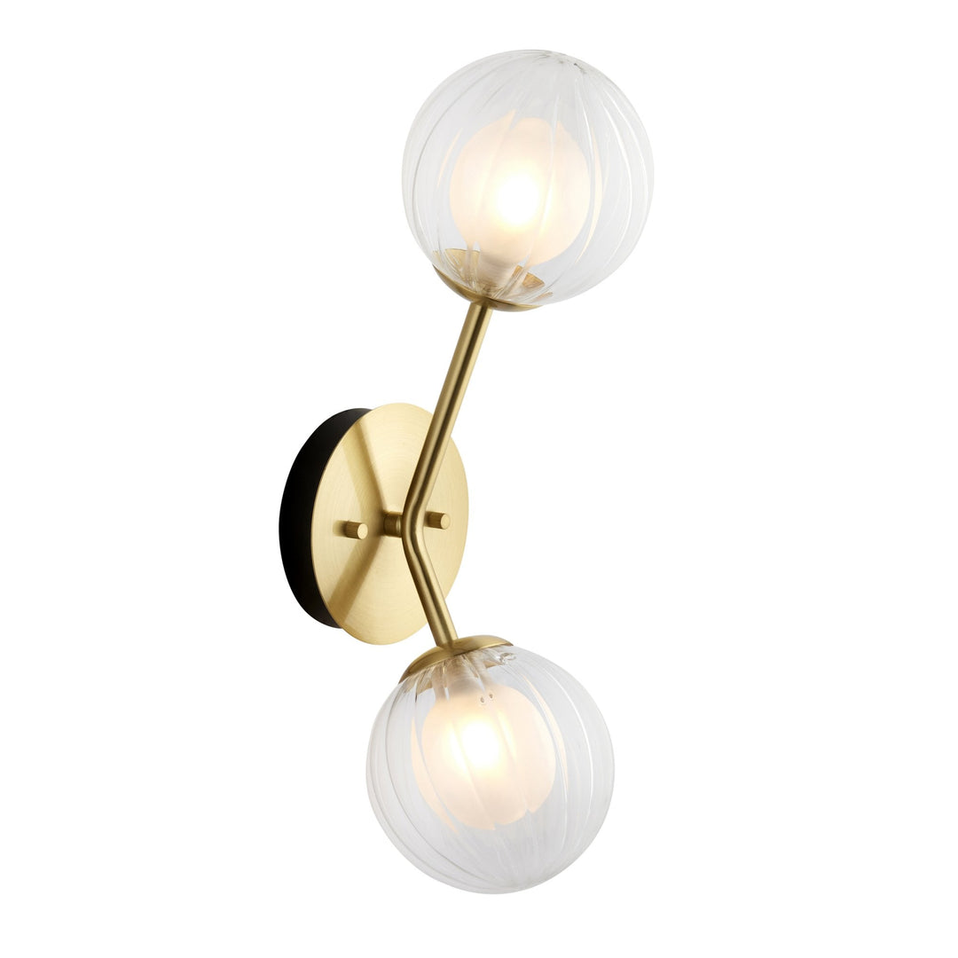 Endon 96691 2 Light Wall Light Satin Brass Plate &amp; Clear/frosted Glass (S)