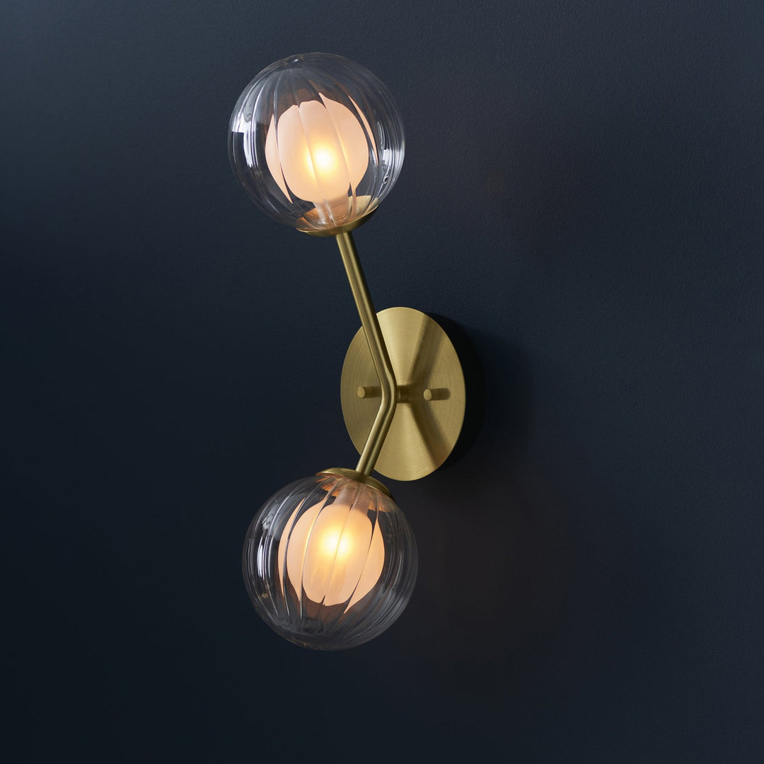 Endon 96691 2 Light Wall Light Satin Brass Plate &amp; Clear/frosted Glass (S)