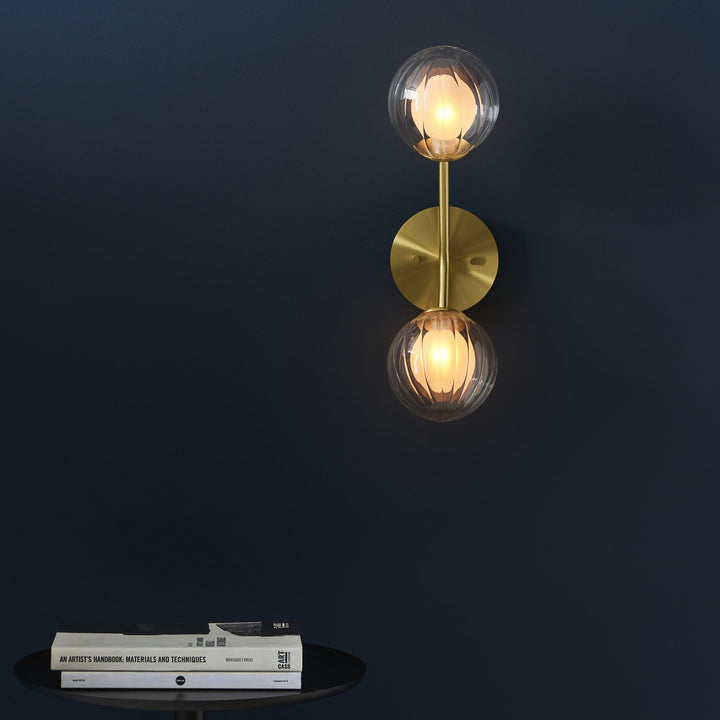 Endon 96691 2 Light Wall Light Satin Brass Plate &amp; Clear/frosted Glass (S)