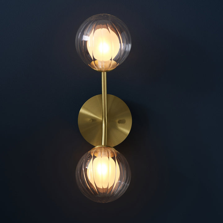 Endon 96691 2 Light Wall Light Satin Brass Plate &amp; Clear/frosted Glass (S)