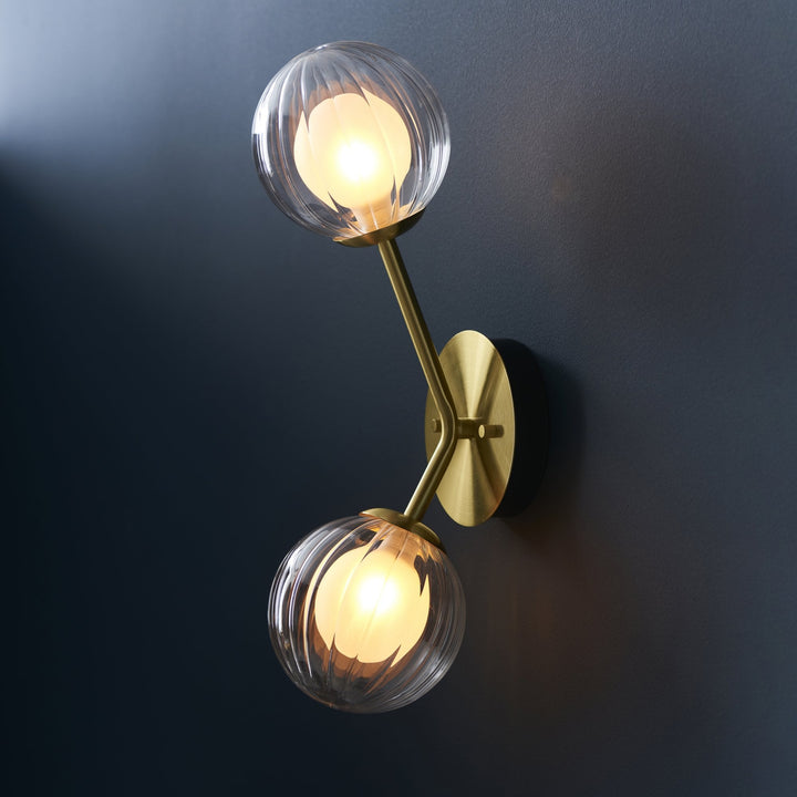 Endon 96691 2 Light Wall Light Satin Brass Plate &amp; Clear/frosted Glass (S)
