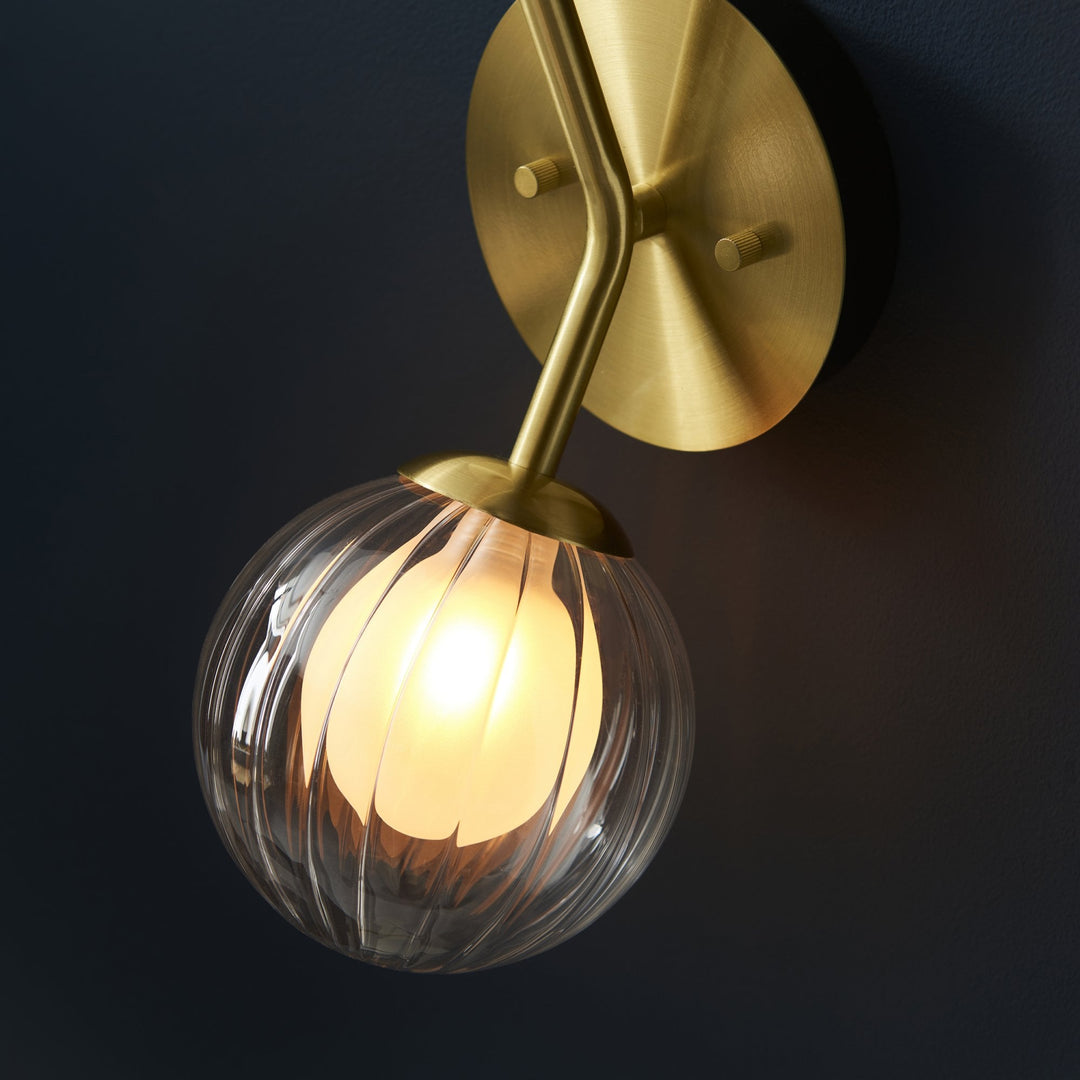 Endon 96691 2 Light Wall Light Satin Brass Plate &amp; Clear/frosted Glass (S)