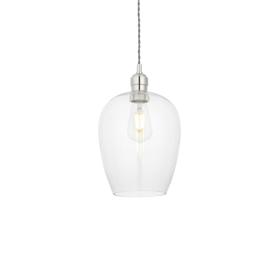 Endon 100657 1 Light Pendant Bright Nickel Plate &amp; Clear Glass (S)