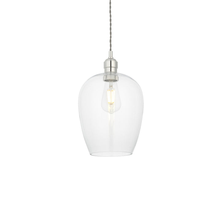 Endon 100657 1 Light Pendant Bright Nickel Plate &amp; Clear Glass (S)