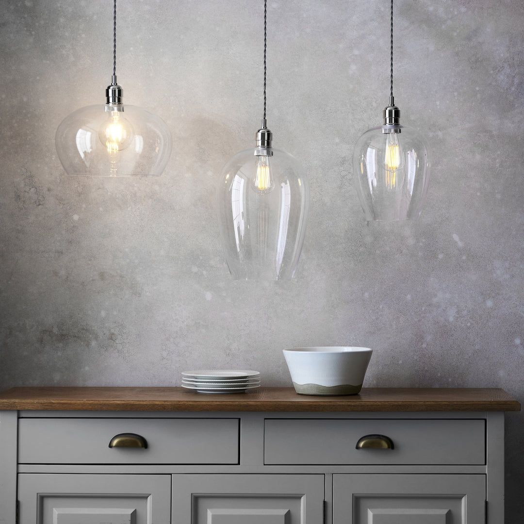 Endon 100657 1 Light Pendant Bright Nickel Plate &amp; Clear Glass (S)