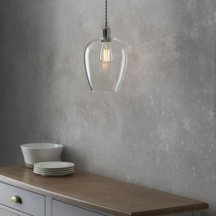Endon 100657 1 Light Pendant Bright Nickel Plate &amp; Clear Glass (S)