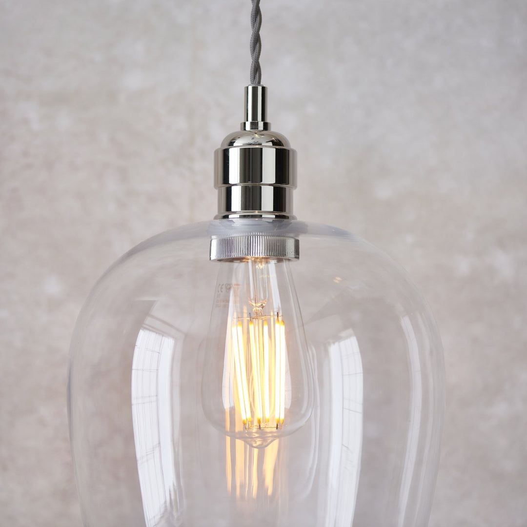 Endon 100657 1 Light Pendant Bright Nickel Plate &amp; Clear Glass (S)