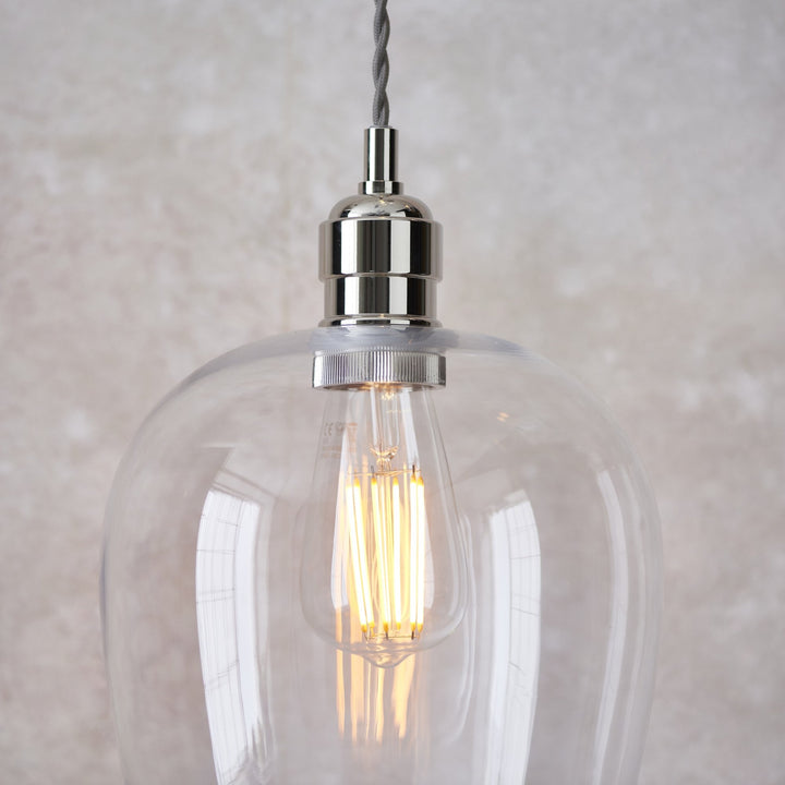Endon 100657 1 Light Pendant Bright Nickel Plate &amp; Clear Glass (S)