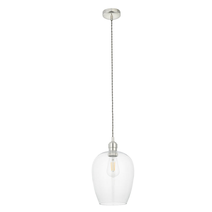 Endon 100657 1 Light Pendant Bright Nickel Plate &amp; Clear Glass (S)