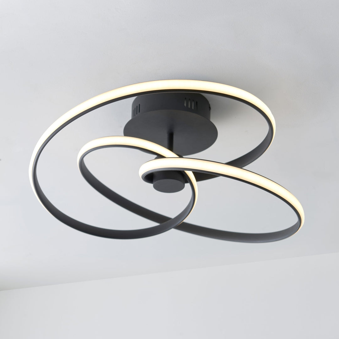 Endon 97633 Dune 1 Light Semi Flush Ceiling Light Textured Black &amp; White Silicone (S)