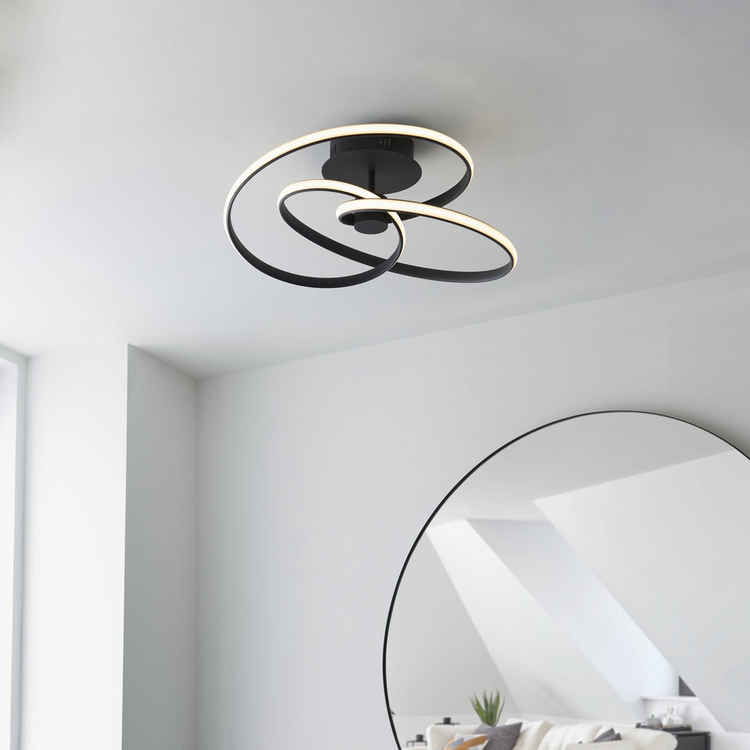 Endon 97633 Dune 1 Light Semi Flush Ceiling Light Textured Black &amp; White Silicone (S)