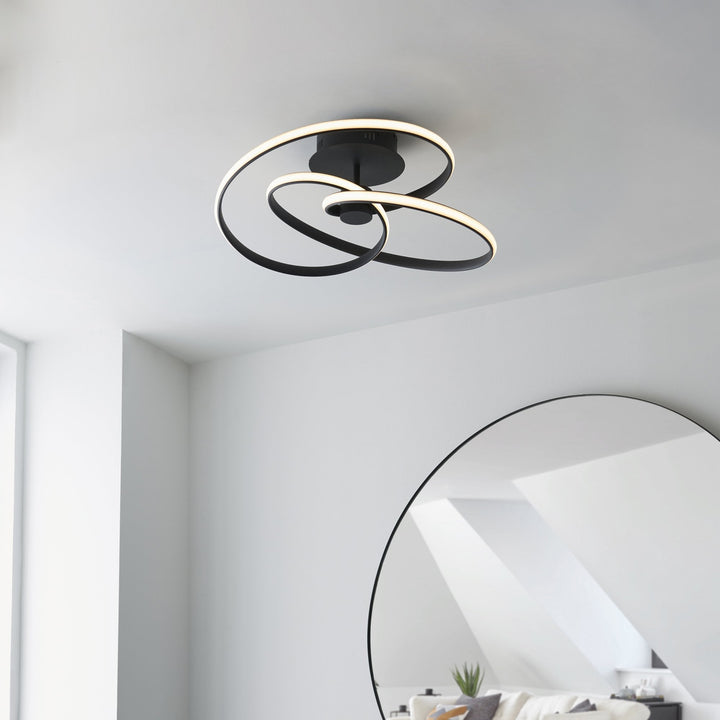 Endon 97633 Dune 1 Light Semi Flush Ceiling Light Textured Black &amp; White Silicone (S)