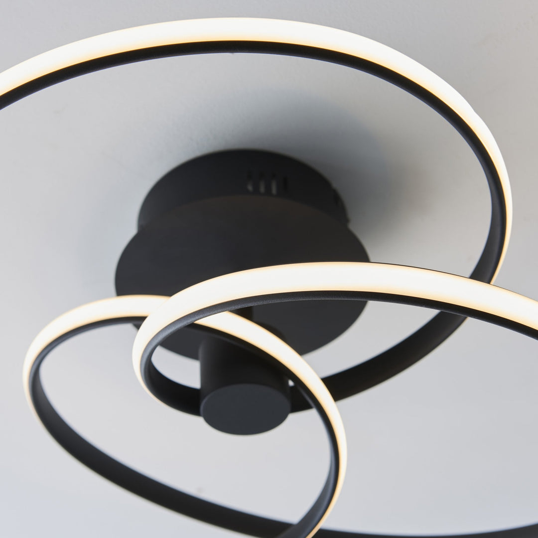 Endon 97633 Dune 1 Light Semi Flush Ceiling Light Textured Black &amp; White Silicone (S)