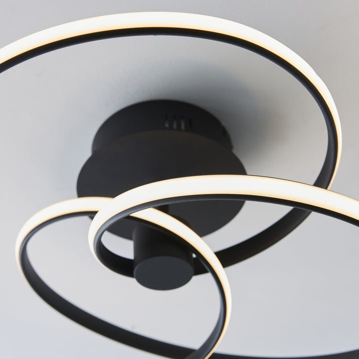 Endon 97633 Dune 1 Light Semi Flush Ceiling Light Textured Black &amp; White Silicone (S)