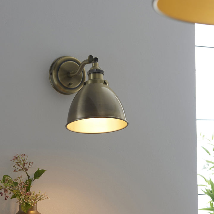 Endon 98746 Franklin 1 Light Wall Light Antique Brass Plate (S)